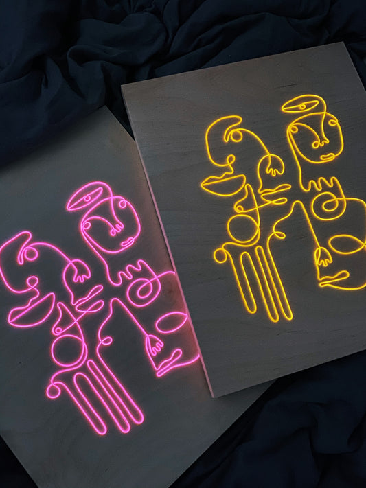 Abstract Faces Neon Sign