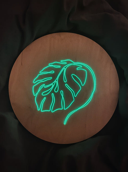 Single Leaf Monstera - EL Wire Neon Sign